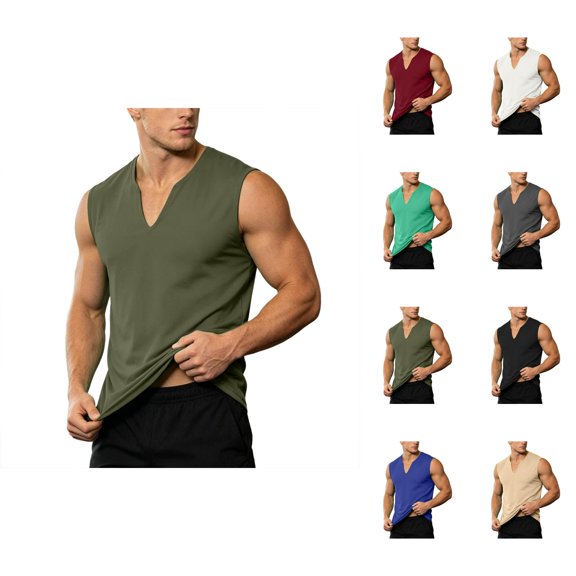 Workout Tank Tops for Men Summer Casual Breathable V Neck Sleeveless Muscle T Shirts Athletic Gym Tanks