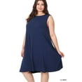 thumbnail image 2 of Zenana Women's Sleeveless Jersey Flared Swing Tank Dress with Side Pockets, 2 of 4
