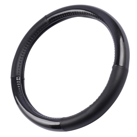 Motor Trend Ergonomic Grip Steering Wheel Cover / Protector for Small Size Steering Wheels in Cars, SUVs, Boats (13.5 - 14.5") (Carbon Fiber Synthetic Leather (Black))