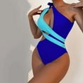 thumbnail image 2 of CAICJ98 Thong Bikini Swimsuit Women One Piece Mesh Swimsuit High Neck Halter Cutout Monokini Swimwear Blue,XL, 2 of 4