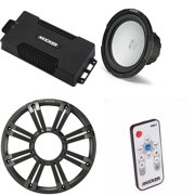 Kicker 48PXA6001 Weatherproof Powersport Mono Amp & 10" 4 Ohm Marine Subwoofer ( Charcoal Grill ) Includes LED Remote