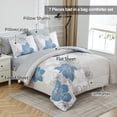 thumbnail image 2 of Juego de edredón Luxudecor Floral, tamaño queen, azul, 7 piezas, 2 of 7