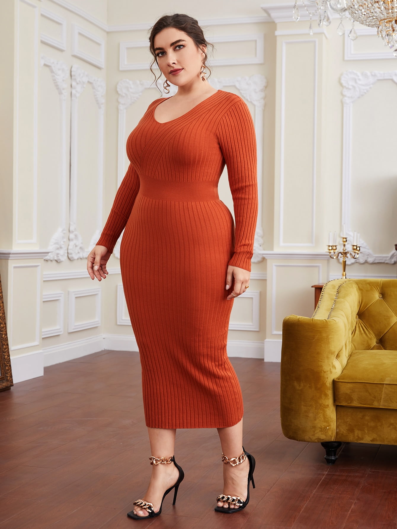 Womens Plus Size Scoop Neck Rib knit Bodycon Sweater Zambia | Ubuy