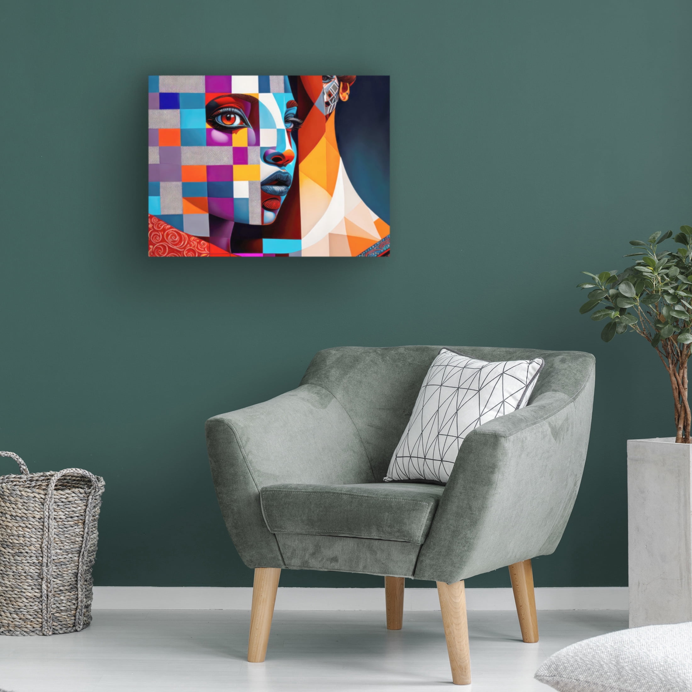 Canvas Wall Art - FootePrint Art 'Checkerboard Portrait' Wall Art for Living Room, Bedroom, or Office Décor by Trademark Fine Art - 19 x 14 Inches