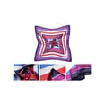 thumbnail image 2 of Unique Bargains 2 Pcs Foulards Carrés en Satin à Rayures 50cm pour Femmes Violet&Multicolore, 2 of 5
