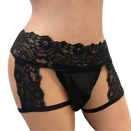 Mens Sissy Underwear Lace Thong Enhance Pouch