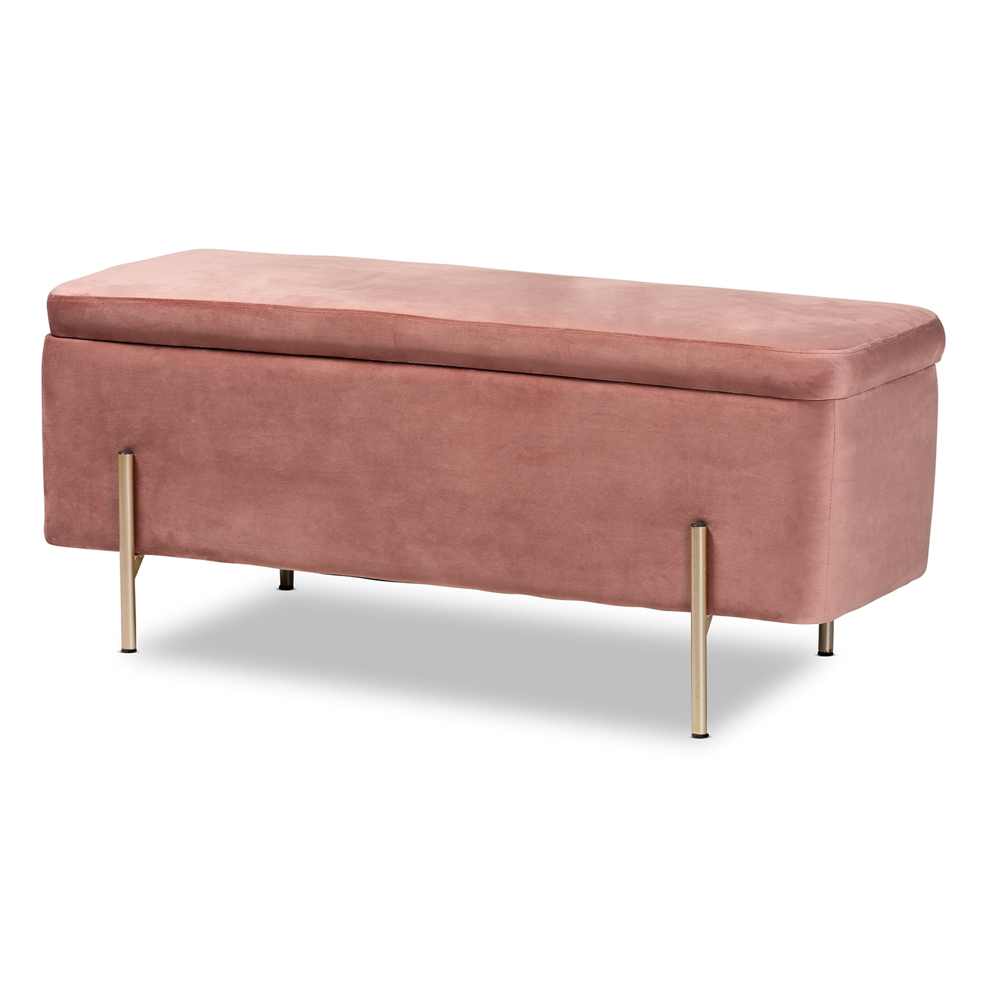 Baxton Studio Rockwell Upholstered & Storage Bench, Blush Pink
