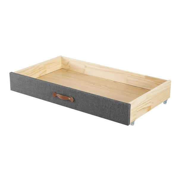 Musehomeinc Upholstered Solid Wood Under Bed Storage Organizer Drawer With For, Wooden Under Bed Storage Drawers On Wheels