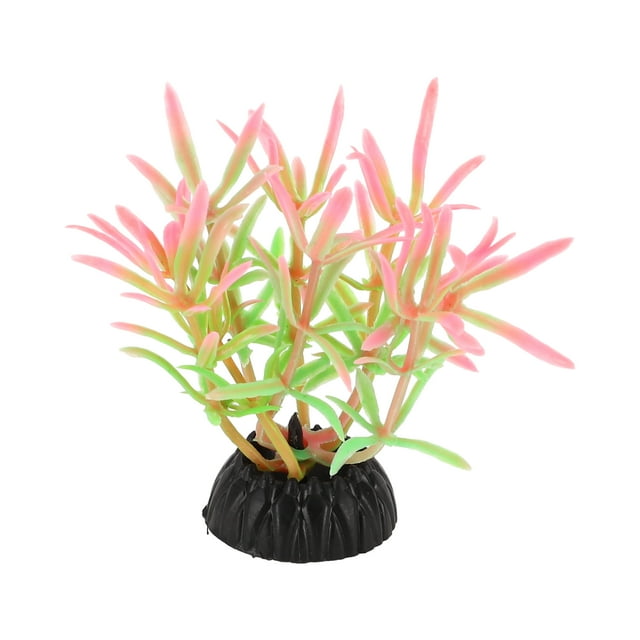 Plantas de Acuario de Plástico Pequeñas y Únicas para Accesorios de Tanque de Peces, Decoraciones para Acuarios en Rosa y Verde