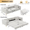 thumbnail image 5 of VEPXXP 97.7" 3-in-1 Convertible Sleeper Sofa, Pull Out Sofa Bed with Deep Seat & Movable Ottoman, Button Tufted Couch for Living Room, Light Grey, 5 of 9