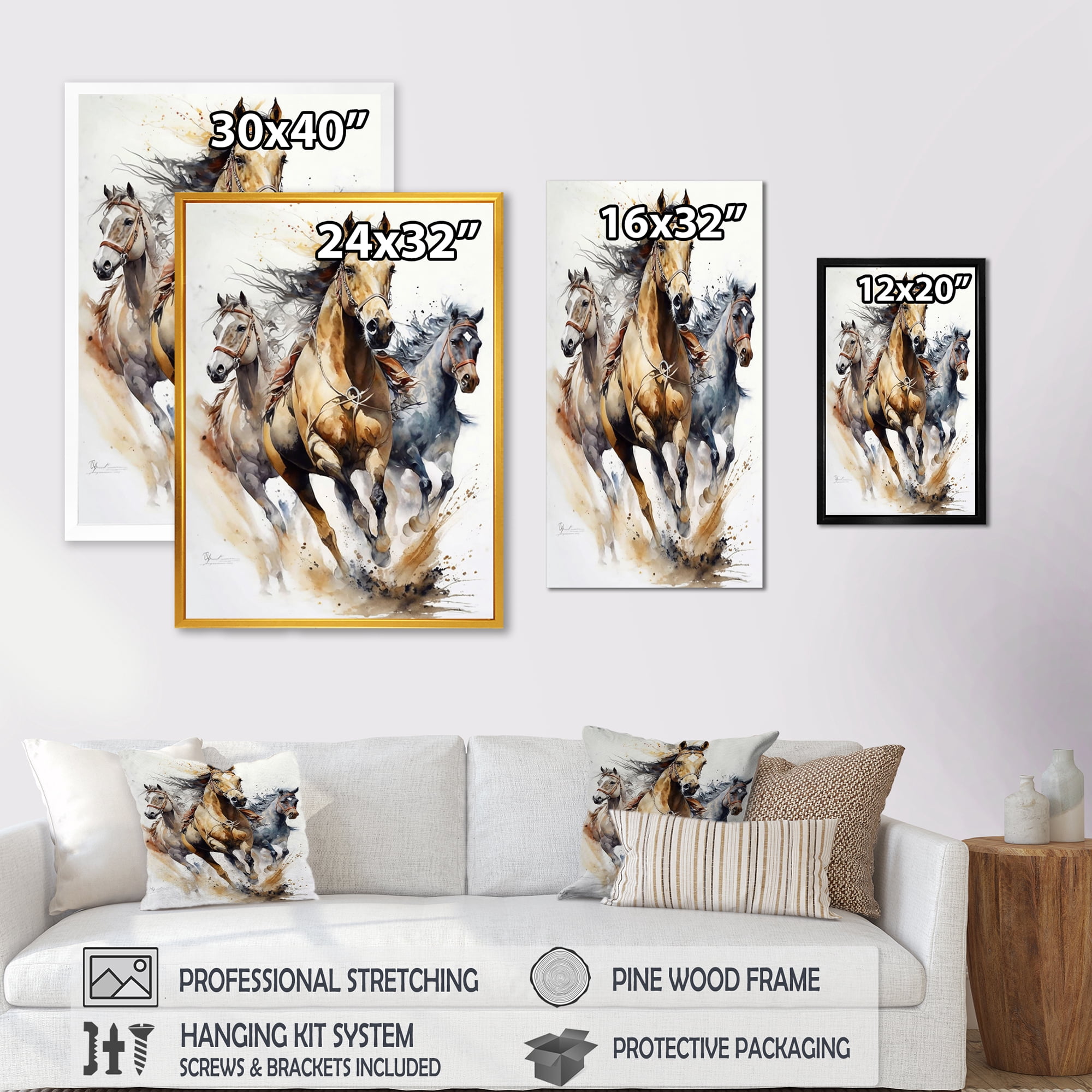 Designart Herd Of Horses Running II Canvas Wall Art