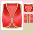 thumbnail image 5 of Manyakai Boys Arabian Prince Waistcoat Halloween Kids V-Neck Sleeveless Open Front Golden Suit Vest Red 6, 5 of 6
