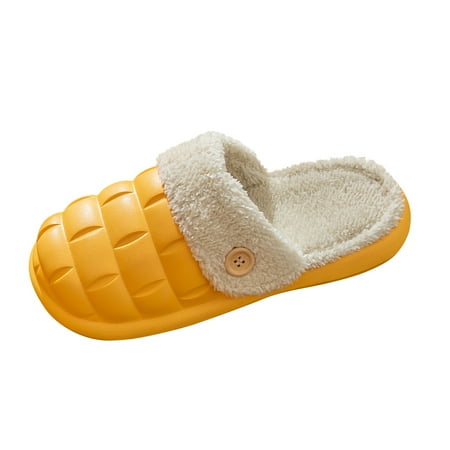

WANYNG Winter Couples Women Warm Home Baotou Waterproof Soft Bottom Comfortable Solid Color Flat Cotton Mop Womens Loafer Slippers Wide Men s Slides