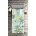 thumbnail image 2 of Ambesonne Summer Quilted Coverlet 2 Pcs, Chamomiles Wild Flower, Twin Size, Pale Green Dark Green, 2 of 2