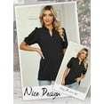 thumbnail image 6 of HUBERY Women Ruffle V Neck Puff Short Sleeve Solid Color Top, 6 of 7