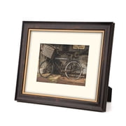 8x10 Black Bronze and Gold 2 Tone Vintage Studio Picture Frame, Two Way Display, Hand Crafted Solid Wood Profile, Creamy Museum Archival Matted to 5x7 inch, Gold Trim