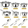 thumbnail image 2 of Bestdin 12 Pieces  Cookware Set Nonstick, Stainless Steel Pots and Pans Set for Kitchen with Frying Pan, Sauce Pan, Pots and Pans for Cooking, Dishwasher Safe, Silver, 2 of 8