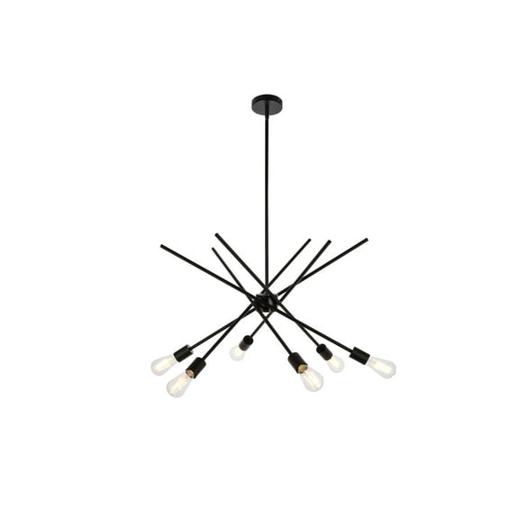 Armin 6 lights pendant in black with brass
