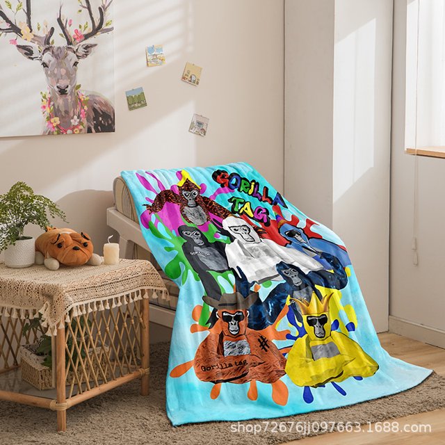 GO R I LLA Printed Flannel Blanket, Super Soft Blanket, Wool Blanket, Suitable For Sofa Living Room-SinKeeU