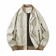 thumbnail image 1 of LOVZFMLL Jackets for Men Man Leisure Solid Color Pocket Zipper Style Long Sleeves Loose Coat, 1 of 8