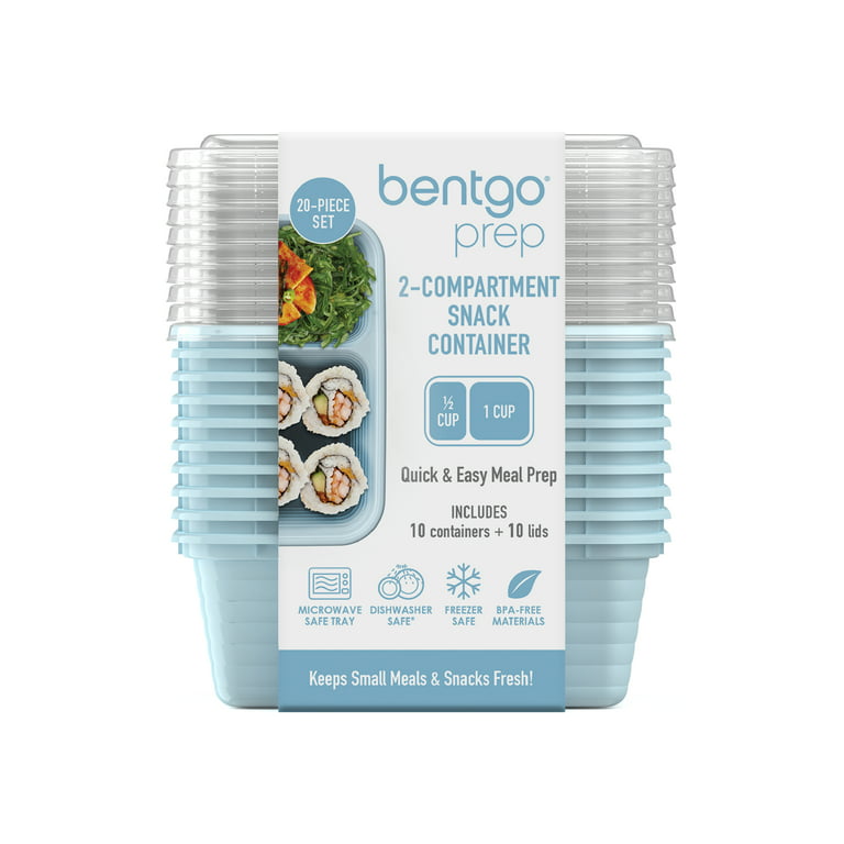 Bentgo Meal Prep 2-Compartment Snack Container Set, Reusable, Durable,  Microwaveable - Sky - 20pc