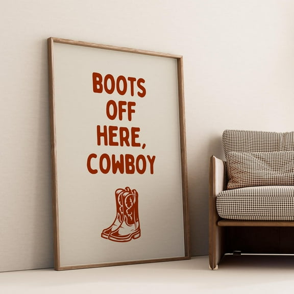 SEPT Boots Off Here Cowboy Poster, Take Off Shoes Print, Trendy Cowboy Wall Art, Hallway Art, Modern Western Decor, Cool Dorm Room Wall Prints Decor For Living Room Bedroom, 8x12 UNFRAMED