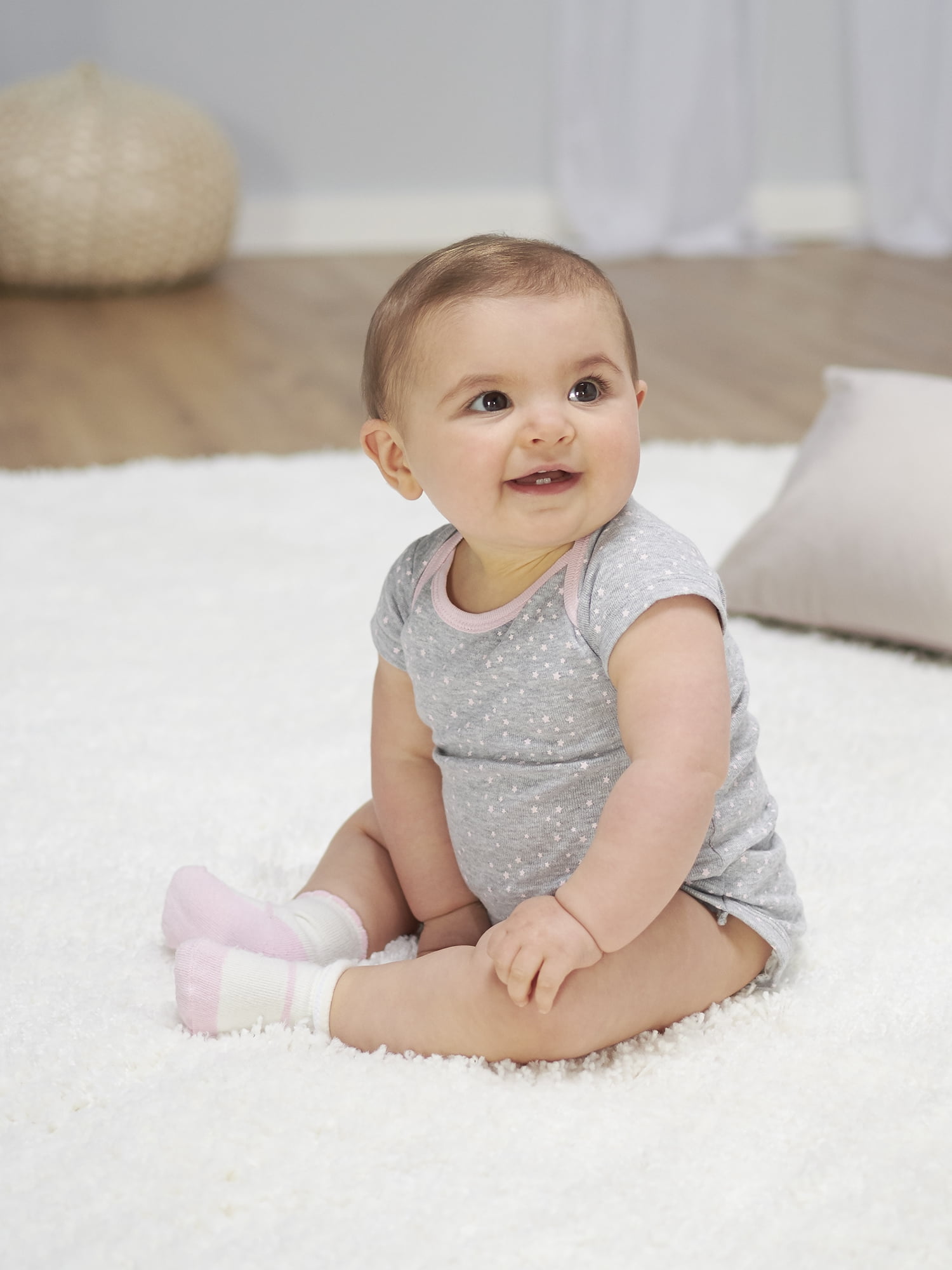 Gerber Baby Girl Short Sleeve Onesies Bodysuits, 5-Pack (Newborn - 12 Months)