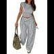 thumbnail image 1 of Conjuntos de 2 Piezas para Mujer,Conjuntos de Estar por Casa,Camisetas Sin Mangas con Mangas ,Pantalones de Pierna ,Conjuntos de Chándal,Conjuntos A Juego. Gris Plata L, 1 of 10