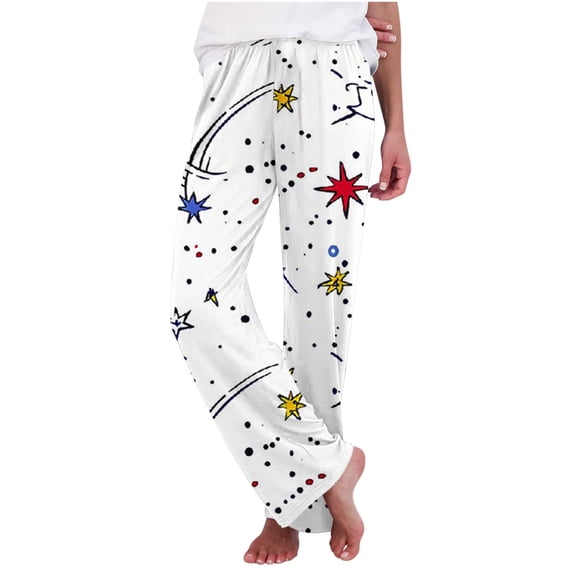 Tnhcen Women's Fall Casual Printed Sleep Pants with Elastic Waist - Soft Stretchy Pajama Pants for Cozy Autumn Nights S-2XL