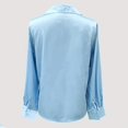 thumbnail image 4 of Satin Silk Blouse for Womens Trendy Ruched Long Sleeve V Neck Tie Dress Shirt Casual Loose Office Work T-Shirt, 4 of 7
