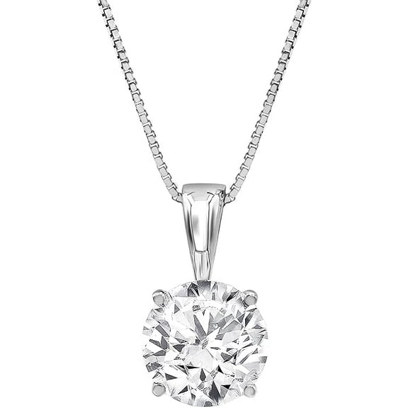 2Ct Round Cut Simulated Diamond Solitaire Women's Pendant 14K White Gold Plated Silver
