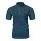 thumbnail image 2 of Blusa y camisa de cuello alto de manga corta para hombre, informal, de verano, a la moda, de color liso, con bolsillos y botones, blusa de cuello alto para hombre., 2 of 5
