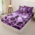 thumbnail image 2 of Homewish Purple Cheetah Pattern Zipper Twin Comforter Sets with Fitted Sheet and 2 Pillowcases For Kids,Cute Bow Zipper Bedding Set For Girls,Black Reversible,4-Piece, 2 of 7