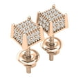 thumbnail image 3 of Dazzlingrock Collection Round White Diamond Square Shaped Cluster Screwback Unisex Stud Earrings (0.20 ctw, Color I-J, Clarity I1-I2) in 14K Rose Gold, 3 of 5