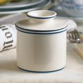 thumbnail image 4 of Butter Bell® Crock – Le Bistro White with Blue Trim Ceramic Butter Holder with Lid, Keeper for Spreadable Butter, 4 of 9
