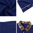 thumbnail image 7 of Zimjoy Men's Polo Shirt Short Sleeve Waffle Knit Casual Golf Polo Plaid Collar Stylish Button Down Business Casual Shirt for Men Navy L, 7 of 7