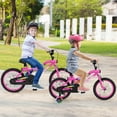 thumbnail image 4 of Costway Vélo pour Enfants 18 Pouces à DEL avec Siège Ajustable, Frein à Rétropédalage, Roues Stabilisatrices, Rose, 4 of 10