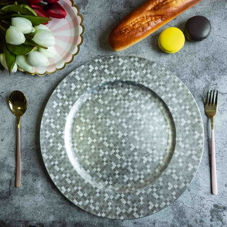 Metal Mosaic Plates - BalsaCircle 24 pcs 13-Inch Round Charger Plates Mosaic Wedding Party Dinner Table Decorations Supplies for all Holidays Occasions