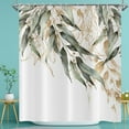 thumbnail image 2 of Green Shower Curtain, Green Eucalyptus Leaf Gold Branches Pattern Plants Botanical Bath Curtains Waterproof Fabric with Hooks for Home Decor, 72Wx72H, 2 of 6