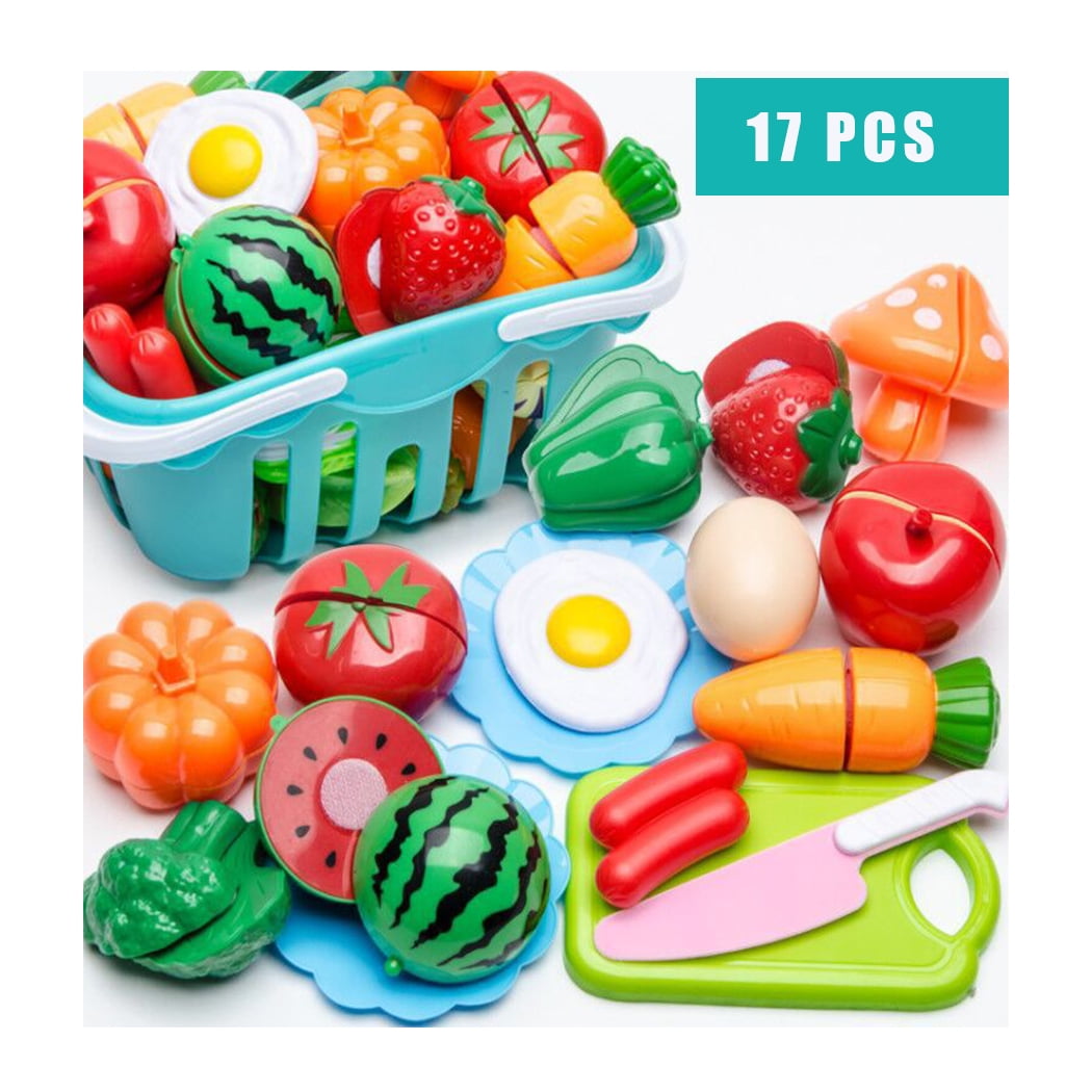 SHARE SUNSHINE Fake Food Toy Set 17 Pieces Play Kitchen Kit Miniature