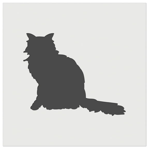 Fluffy Cat Solid DIY Cookie Wall Craft Stencil - 9.0 Inch
