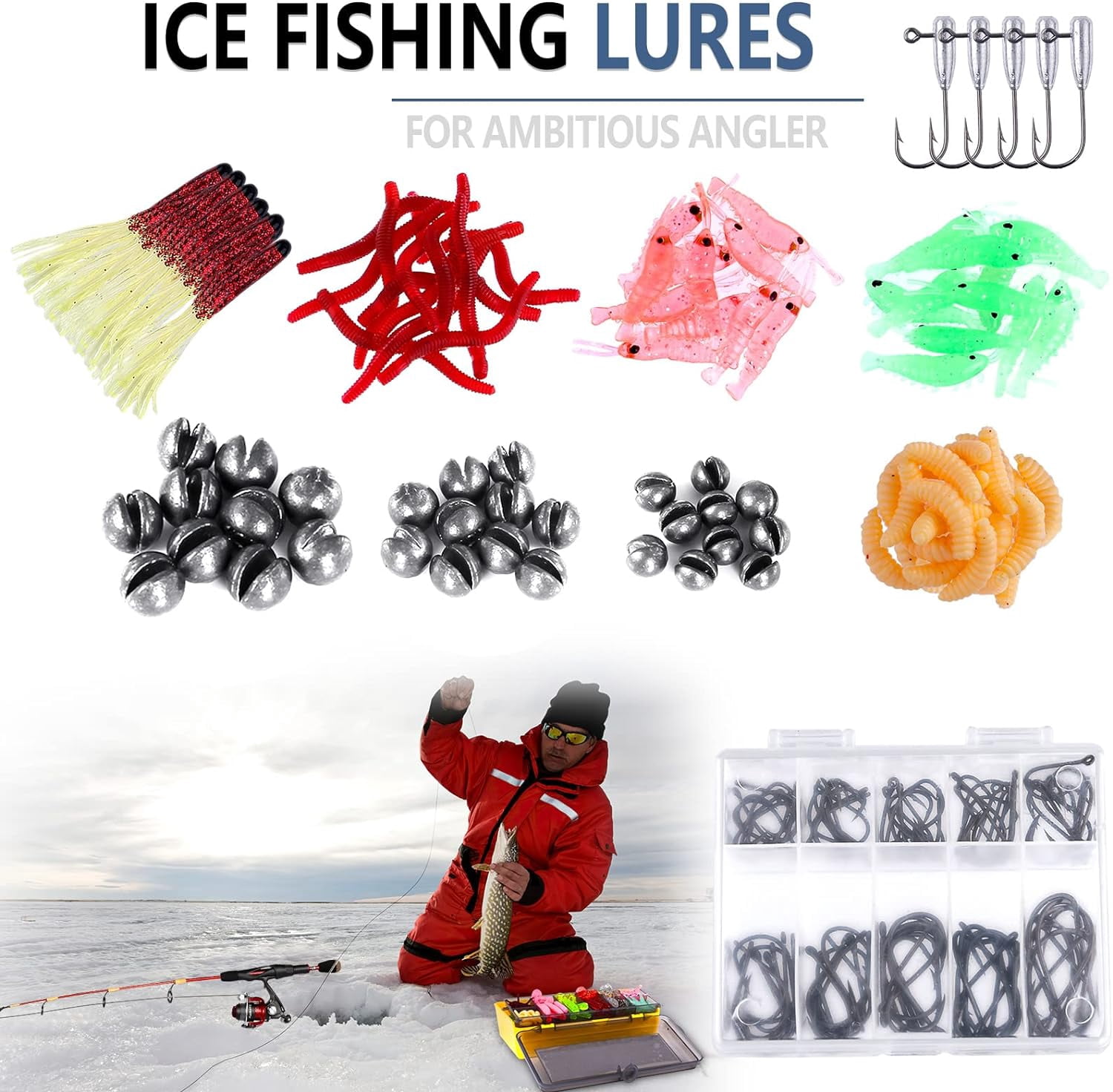 MRSXXNTY  Fishing Lures Baits Tackle Including Crankbaits, Spinnerbaits, Plastic Worms, Jigs, Topwater Lures, Tackle Box and More Fishing Gear Lures Kit Set,302Pcs Fishing Lure Tackle