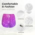 thumbnail image 4 of Balery Purple Glitter Pantalones cortos deportivos para mujer con forro y dos bolsillos, elásticos, para entrenamiento, gimnasio, yoga-Large, 4 of 7