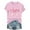 Pink, variant on AUNVITO Women's Valentine's Day T-Shirt Bow Detail Print Round Neck Short Sleeve Casual and Fashionable