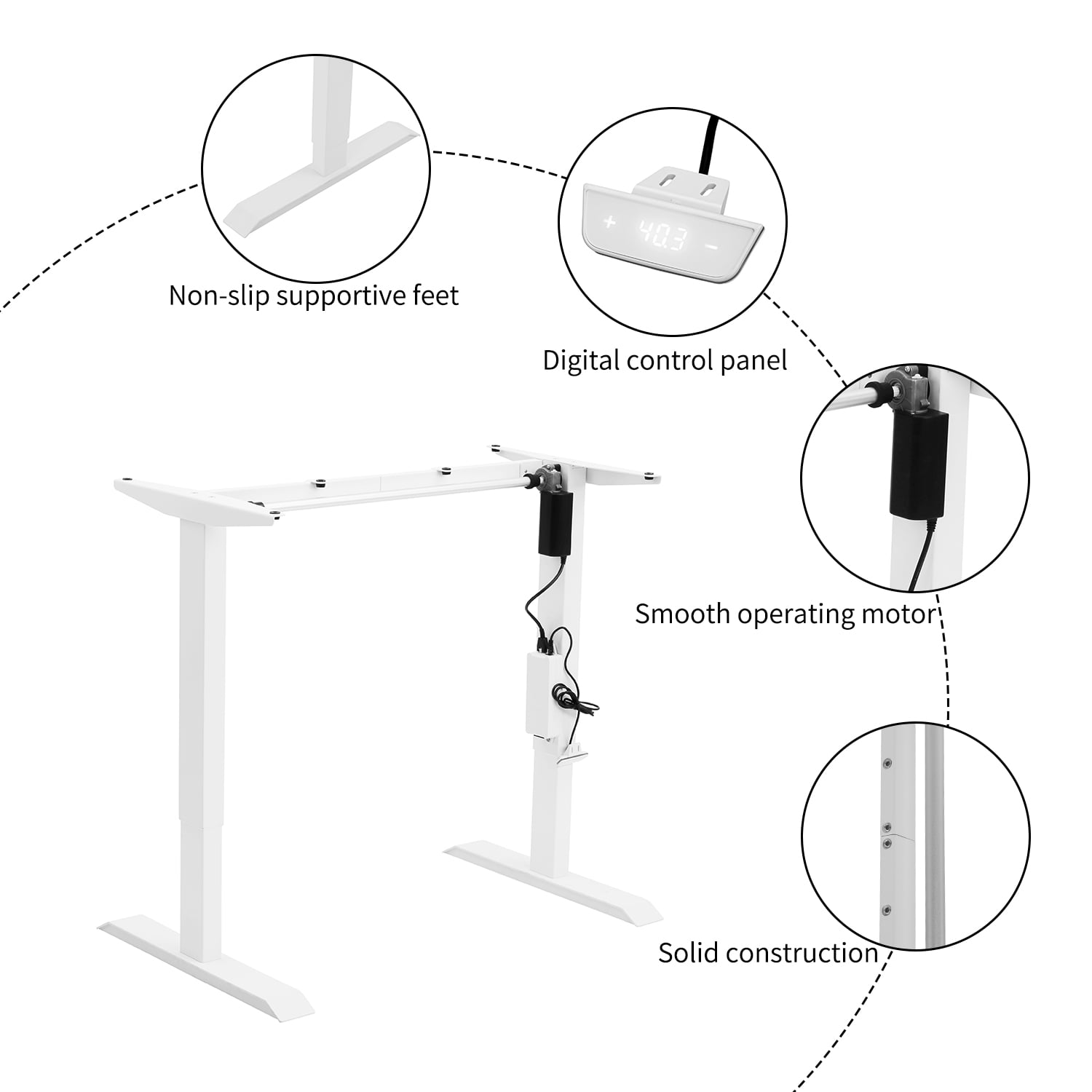 Ainfox Home Office Adjustable Height Single Motor Lift Desk Base