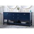 thumbnail image 2 of Elegant Decor Theo 72" Steel and Solid Wood Double Bathroom Vanity in Blue, 2 of 8