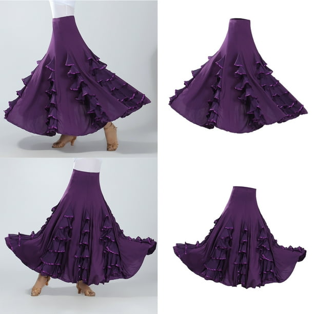 Flamenco Femme Jupe Longue Fluide Réversible à Nouer Élègant Maxi Jupe