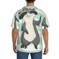 thumbnail image 5 of Balery Cute Raccoon Men's Casual Button Down Shirt Short Sleeve Textured Summer Cuban Beach Shirts-XX-Large, 5 of 7