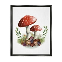 Stupell Industries Spotted Mushrooms Forest Floor Floral Botanicals Plants Graphic Art Jet Black Floating Framed Canvas Print Wall Art, Design by Studio Q