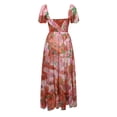 thumbnail image 5 of Womens Floral Summer Dress Casual Wrap V Neck Short Sleeve Belted Beach Bohemian Maxi Dress, 5 of 7